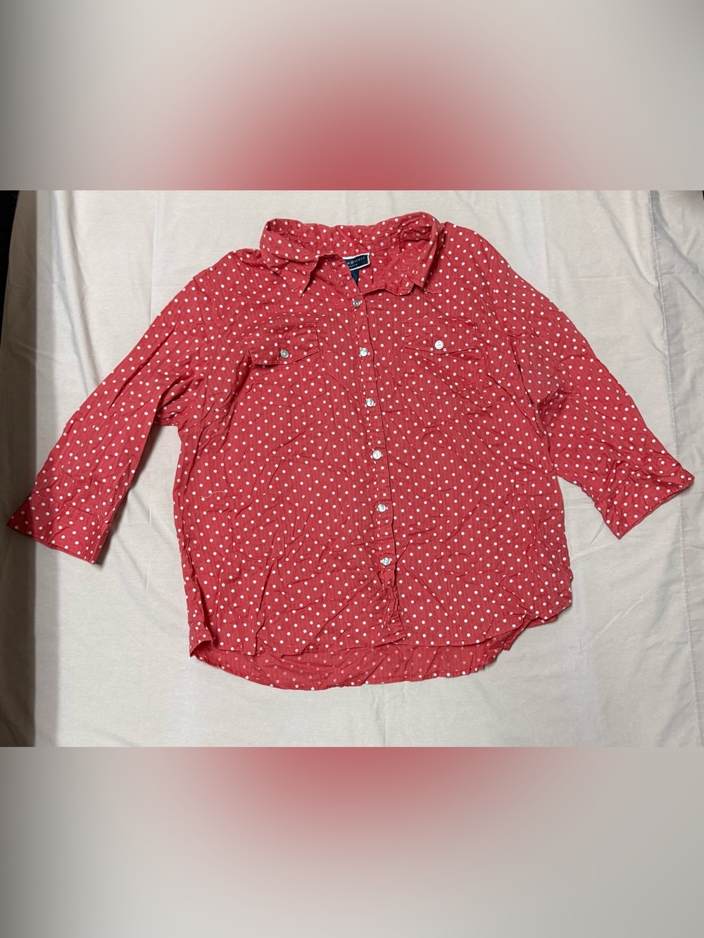 Karen Scott Red Polka Dot Button-Down Shirt